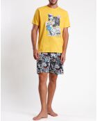 Pyjama T-Shirt & Short Pacôme jaune/noir